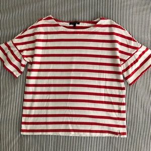 Banana Republic Striped Top with Ruffle Sleeve